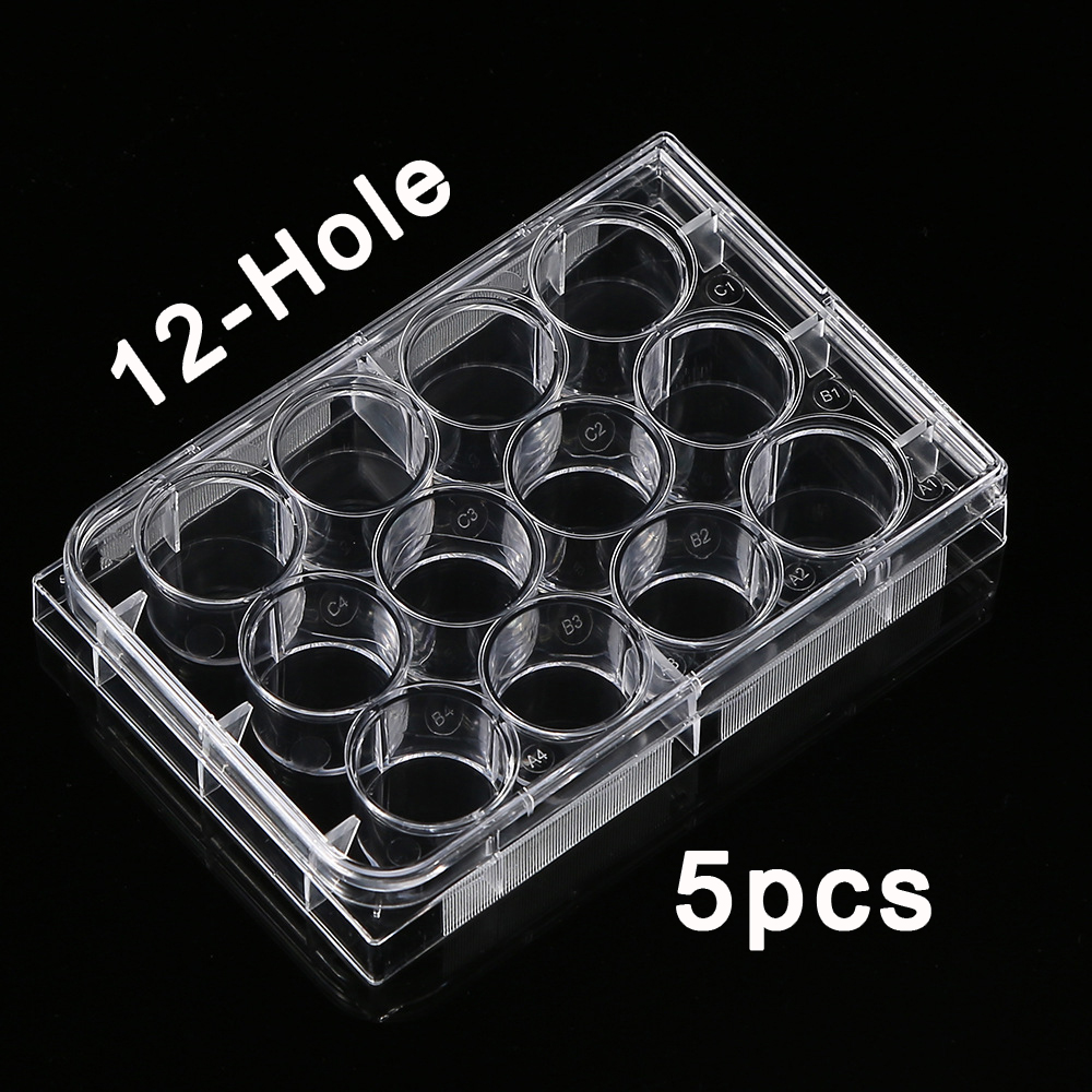 Medical Lab Supplies - 5Pcs Polystyrene 12 Well Petri Dishes