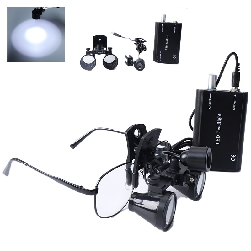 Led Medical Headlight - 2.5X/3.5X Dental Loupes Clip Binocular Magnifying